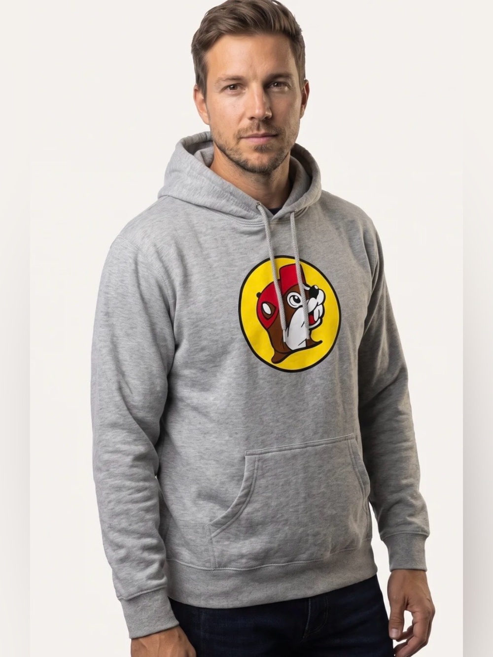Buc-ees Heather Grey Hoodie Sweatshirt Sz M